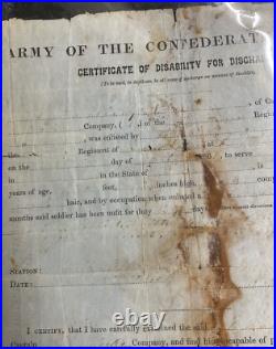 Two Civil War Confederate Papers Entry And Discharge for Elias Kirby Very Rare