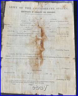 Two Civil War Confederate Papers Entry And Discharge for Elias Kirby Very Rare