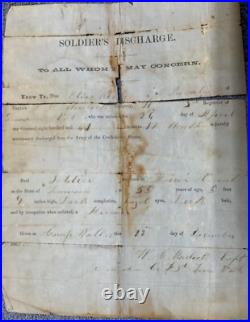 Two Civil War Confederate Papers Entry And Discharge for Elias Kirby Very Rare