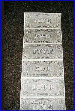 UNCUT CIVIL WAR CONFEDERATE MONEY NOTES RARE Mint Condition. DIRECTLY TAKEN REEL