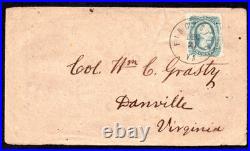 US 1860s CIVIL WAR CONFEDERATE COVER FRANKED SC. #12 TIED FINCASTLE, VA