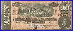 US 1864 $10 Confederate States of America T-68 Note PMG 62 UNC Rare Civil War