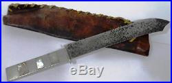 US AMERICAN CONFEDERATE CIVIL WAR BOWIE KNIFE PEARL GERMAN SILVER HANDLE LEATHER