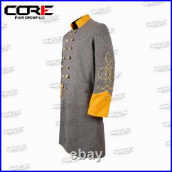 US Civil War Confederate 1 Row Braid Double Breast Cavalry Frock Coat All Sizes
