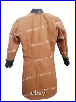 US Civil War Confederate Artillery Officer Frock Coat Brown Wool Gold Trim
