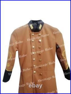 US Civil War Confederate Artillery Officer Frock Coat Brown Wool Gold Trim