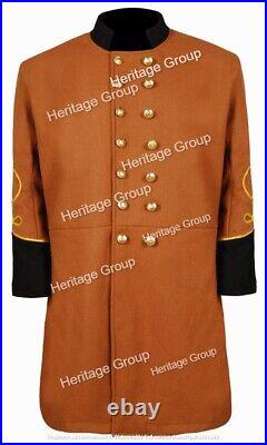 US Civil War Confederate Butternut Double Breast Captain's Frock Coat Size 36