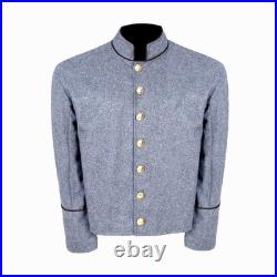 US Civil War Confederate CS Shell Jacket Black Piping Wool Reenactment Coat US Civil War Confederate CS Shell Jacket Black Piping Wool Reenactment Coat