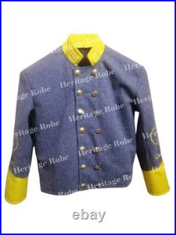 US Civil War Confederate Cavalry Shell Jacket Grey Wool Yellow Trim & Button