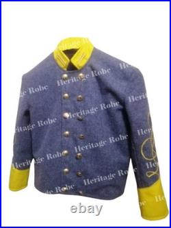 US Civil War Confederate Cavalry Shell Jacket Grey Wool Yellow Trim & Button