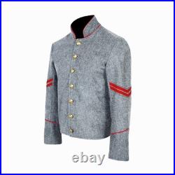 US Civil War Confederate Corporal Chevron Jacket Grey with Red Stripes All Sizes