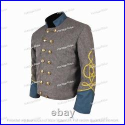 US Civil War Confederate Double Breast Grey Shell Jacket Size 56, 62