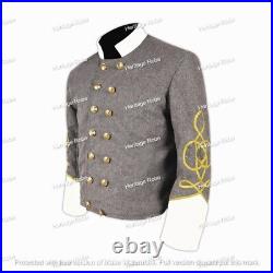 US Civil War Confederate Double Breast Grey Shell Jacket With Off white Cuff