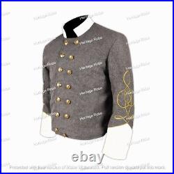 US Civil War Confederate Double Breast Grey Shell Jacket With Off white Cuff