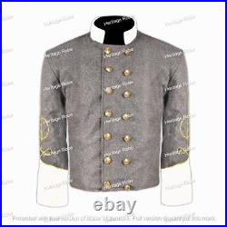US Civil War Confederate Double Breast Grey Shell Jacket With Off white Cuff