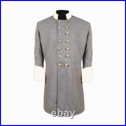 US Civil War Confederate Frock Coat Double Breast Grey Off-White Cuff Collar
