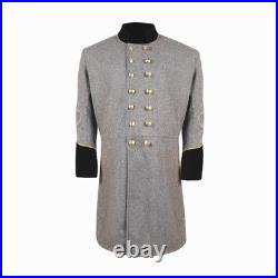 US Civil War Confederate Frock Coat Double Breast Grey With Black Cuff Collar