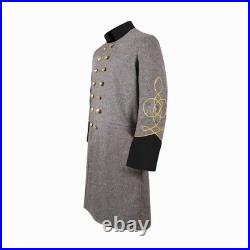 US Civil War Confederate Frock Coat Double Breast Grey With Black Cuff Collar