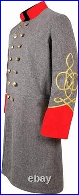US Civil War Confederate Frock Coat Double Breast Grey With Red Cuff Collar US Civil War Confederate Frock Coat Double Breast Grey With Red Cuff Collar