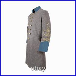 US Civil War Confederate Frock Coat Double Breast Grey With Sky Blue Cuff Collar US Civil War Confederate Frock Coat Double Breast Grey With Sky Blue Cuff Collar