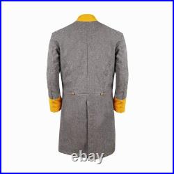 US Civil War Confederate Frock Coat Double Breast Grey With Yellow Cuff Collar
