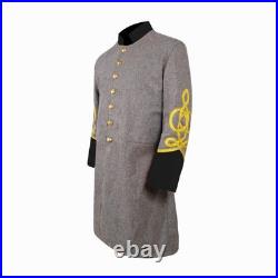 US Civil War Confederate Frock Coat Single Breast Grey With Black Cuff Collar US Civil War Confederate Frock Coat Single Breast Grey With Black Cuff Collar
