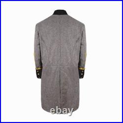US Civil War Confederate Frock Coat Single Breast Grey With Black Cuff Collar