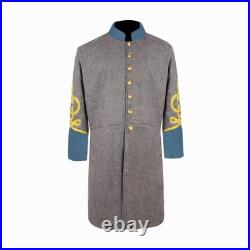 US Civil War Confederate Frock Coat Single Breast Grey With Sky Blue Cuff Collar US Civil War Confederate Frock Coat Single Breast Grey With Sky Blue Cuff Collar