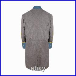 US Civil War Confederate Frock Coat Single Breast Grey With Sky Blue Cuff Collar