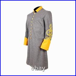 US Civil War Confederate Frock Coat Single Breast Grey With Yellow Cuff Collar