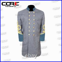 US Civil War Confederate General's 4 Row Braid Double Breast Infantry Frock Coat