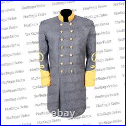US Civil War Confederate Gray Frock Coat Double Breasted Braid DDP No Tariff