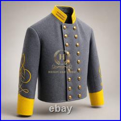 US Civil War Repro Confederate Cavalry Officer Shell Jacket Yellow All Sizes