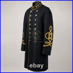 US Civil War Repro Confederate General Frock Coat Yellow Piping Stars All Sizes