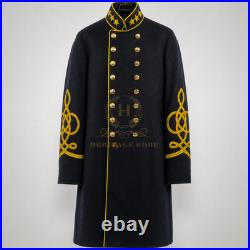 US Civil War Repro Confederate General Frock Coat Yellow Piping Stars All Sizes