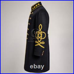 US Civil War Repro Confederate General Frock Coat Yellow Piping Stars All Sizes