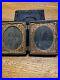 US Civil War Tintype Double Photo Armed Confederate Militia Union Rare Clean