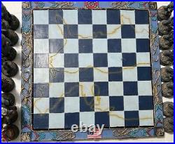 US Civil War Union North VS Confederate South Chess Pieces Board Set HEAVY Vtg