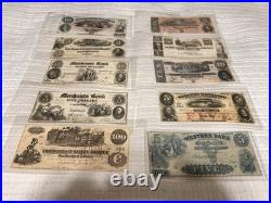 USA Confederate States Civil War Obsolete Currency Lot 10 Notes High Grade + Unc
