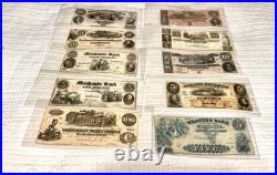 USA Confederate States Civil War Obsolete Currency Lot 10 Notes High Grade + Unc