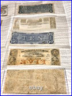 USA Confederate States Civil War Obsolete Currency Lot 10 Notes High Grade + Unc