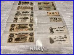 USA Confederate States Civil War Obsolete Currency Lot 12 Notes High Grade + Unc
