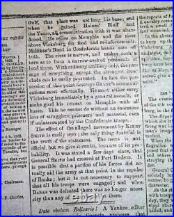 Ulysses S. Grant Finished & Robert E. Lee CONFEDERATE Civil War 1863 Newspaper