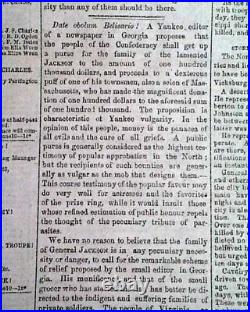 Ulysses S. Grant Finished & Robert E. Lee CONFEDERATE Civil War 1863 Newspaper