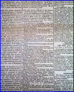 Ulysses S. Grant Finished & Robert E. Lee CONFEDERATE Civil War 1863 Newspaper