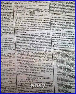 Ulysses S. Grant Finished & Robert E. Lee CONFEDERATE Civil War 1863 Newspaper