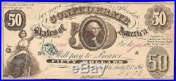 Unc 1861 $50 Dollar Confederate States Currency CIVIL War Note Money T-8 Pmg 62