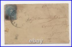 Us 1861 CIVIL War Confederate Cover Franked Scott #2 Badly Worn Stamp