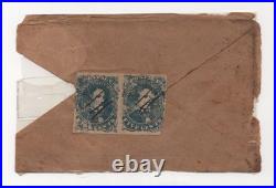 Us 1861 CIVIL War Confederate Part Cover Franked Scott #1b Pair 5c Dark Green