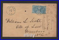 Us 1862 CIVIL War Confederate Cover Franked Imperf Pair Jefferson Davis Sc. #6